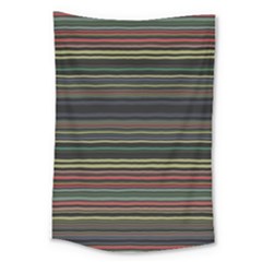 Dark Rust Red And Green Stripes Pattern Large Tapestry by SpinnyChairDesigns