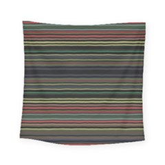 Dark Rust Red And Green Stripes Pattern Square Tapestry (small) by SpinnyChairDesigns