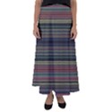 Dark Rust Red and Green Stripes Pattern Flared Maxi Skirt View1