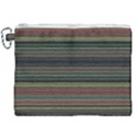 Dark Rust Red and Green Stripes Pattern Canvas Cosmetic Bag (XXL) View1