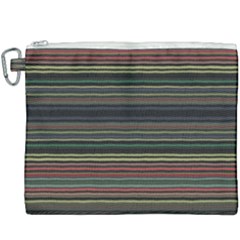 Dark Rust Red And Green Stripes Pattern Canvas Cosmetic Bag (xxxl) by SpinnyChairDesigns