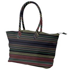 Dark Rust Red And Green Stripes Pattern Canvas Shoulder Bag by SpinnyChairDesigns