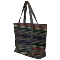 Dark Rust Red And Green Stripes Pattern Zip Up Canvas Bag by SpinnyChairDesigns