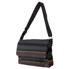 Dark Rust Red And Green Stripes Pattern Full Print Messenger Bag (m) by SpinnyChairDesigns