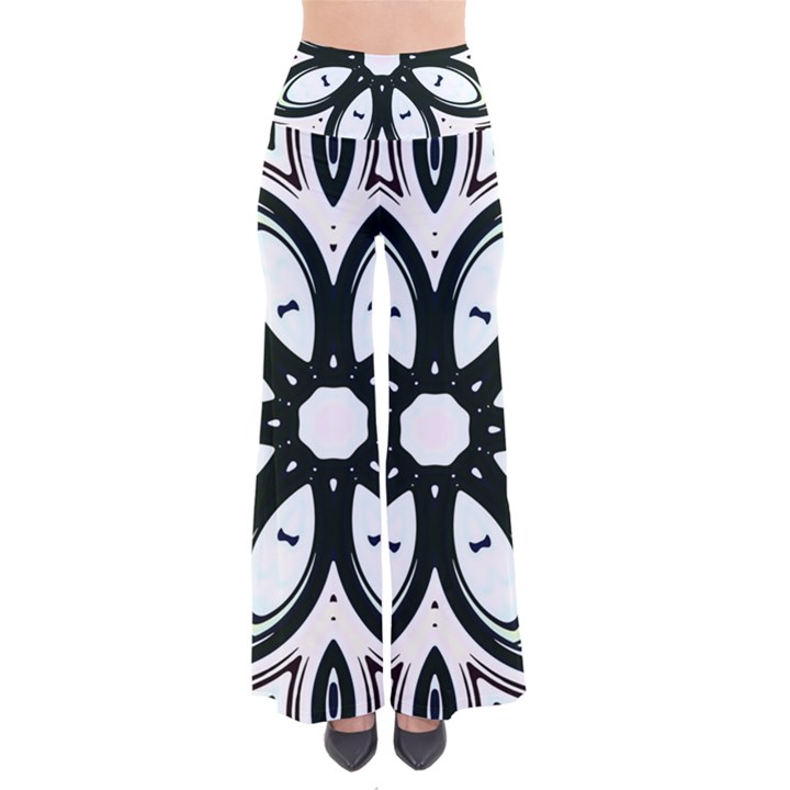 Black and White Floral Print Pattern So Vintage Palazzo Pants