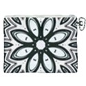 Black and White Floral Print Pattern Canvas Cosmetic Bag (XXL) View2