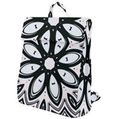 Black And White Floral Print Pattern Flap Top Backpack by SpinnyChairDesigns