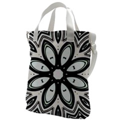 Black And White Floral Print Pattern Canvas Messenger Bag