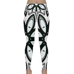 Black And White Floral Print Pattern Lightweight Velour Classic Yoga Leggings by SpinnyChairDesigns