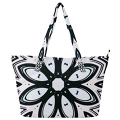 Black And White Floral Print Pattern Full Print Shoulder Bag by SpinnyChairDesigns