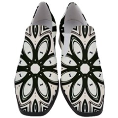 Black And White Floral Print Pattern Women Slip On Heel Loafers by SpinnyChairDesigns