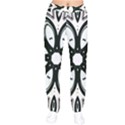 Black and White Floral Print Pattern Women velvet Drawstring Pants View1