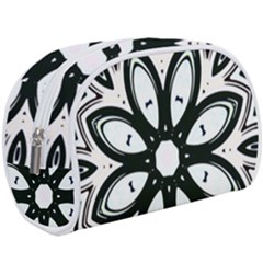 Black And White Floral Print Pattern Makeup Case (large) by SpinnyChairDesigns