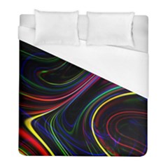 Neon Glow Lines On Black Duvet Cover (full/ Double Size) by SpinnyChairDesigns