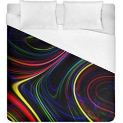 Neon Glow Lines On Black Duvet Cover (king Size) by SpinnyChairDesigns