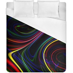 Neon Glow Lines On Black Duvet Cover (california King Size) by SpinnyChairDesigns