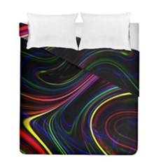 Neon Glow Lines On Black Duvet Cover Double Side (full/ Double Size) by SpinnyChairDesigns