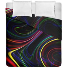 Neon Glow Lines On Black Duvet Cover Double Side (california King Size) by SpinnyChairDesigns