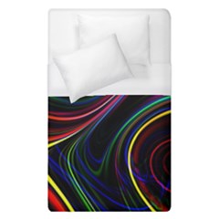 Neon Glow Lines On Black Duvet Cover (single Size) by SpinnyChairDesigns