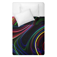 Neon Glow Lines On Black Duvet Cover Double Side (single Size) by SpinnyChairDesigns