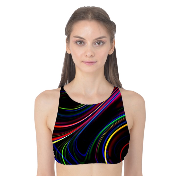 Neon Glow Lines on Black Tank Bikini Top