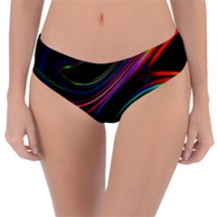 Neon Glow Lines On Black Reversible Classic Bikini Bottoms by SpinnyChairDesigns