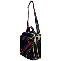 Neon Glow Lines On Black Crossbody Day Bag by SpinnyChairDesigns