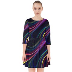 Neon Glow Lines On Black Smock Dress by SpinnyChairDesigns