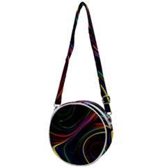 Neon Glow Lines On Black Crossbody Circle Bag