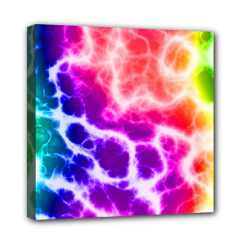 Colorful Tie Dye Pattern Texture Mini Canvas 8  X 8  (stretched) by SpinnyChairDesigns