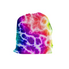 Colorful Tie Dye Pattern Texture Drawstring Pouch (large) by SpinnyChairDesigns