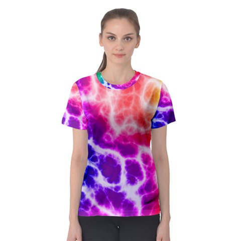 Colorful Tie Dye Pattern Texture Women s Sport Mesh Tee by SpinnyChairDesigns