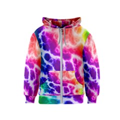 Colorful Tie Dye Pattern Texture Kids  Zipper Hoodie by SpinnyChairDesigns