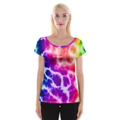 Colorful Tie Dye Pattern Texture Cap Sleeve Top by SpinnyChairDesigns