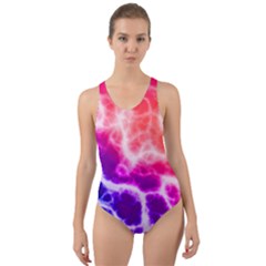 Colorful Tie Dye Pattern Texture Cut-out Back One Piece Swimsuit by SpinnyChairDesigns