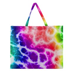 Colorful Tie Dye Pattern Texture Zipper Large Tote Bag by SpinnyChairDesigns