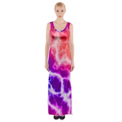 Colorful Tie Dye Pattern Texture Thigh Split Maxi Dress by SpinnyChairDesigns