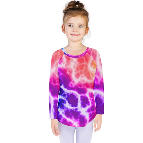 Colorful Tie Dye Pattern Texture Kids  Long Sleeve Tee by SpinnyChairDesigns