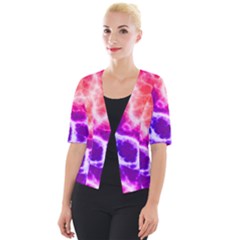 Colorful Tie Dye Pattern Texture Cropped Button Cardigan by SpinnyChairDesigns