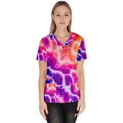 Colorful Tie Dye Pattern Texture Women s V-neck Scrub Top by SpinnyChairDesigns