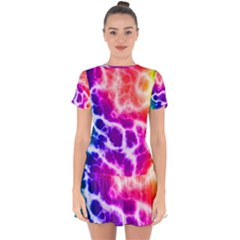 Colorful Tie Dye Pattern Texture Drop Hem Mini Chiffon Dress by SpinnyChairDesigns