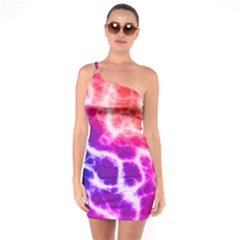 Colorful Tie Dye Pattern Texture One Soulder Bodycon Dress by SpinnyChairDesigns