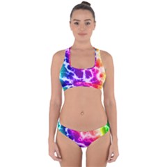 Colorful Tie Dye Pattern Texture Cross Back Hipster Bikini Set by SpinnyChairDesigns