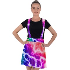 Colorful Tie Dye Pattern Texture Velvet Suspender Skater Skirt by SpinnyChairDesigns