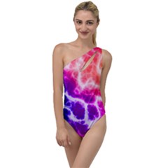 Colorful Tie Dye Pattern Texture To One Side Swimsuit by SpinnyChairDesigns