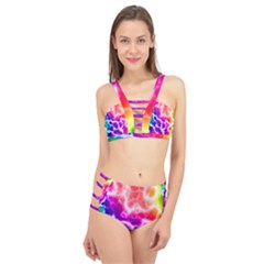 Colorful Tie Dye Pattern Texture Cage Up Bikini Set by SpinnyChairDesigns