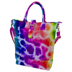 Colorful Tie Dye Pattern Texture Buckle Top Tote Bag by SpinnyChairDesigns