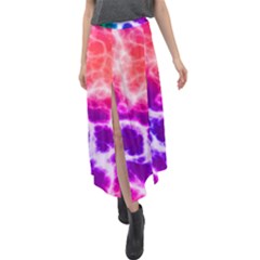 Colorful Tie Dye Pattern Texture Velour Split Maxi Skirt by SpinnyChairDesigns