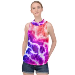 Colorful Tie Dye Pattern Texture High Neck Satin Top by SpinnyChairDesigns