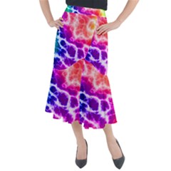 Colorful Tie Dye Pattern Texture Midi Mermaid Skirt by SpinnyChairDesigns